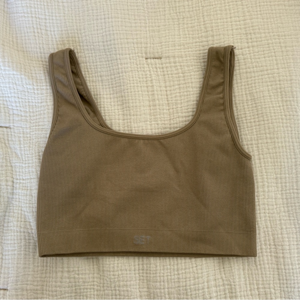 SET Active Tan Ribbed Sports Bra